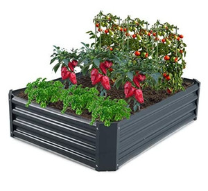 lot 49522 image: Growneer 5.1 x 3 x 1 ft Dark Gray Metal Raised Garden Bed