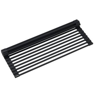 lot 49578 image: KRAUS Multipurpose Over-Sink Roll-Up Dish Drying Rack in Black