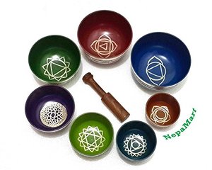 lot 49598 image: Beautyfull Tibetan handhammering singing bowl set
