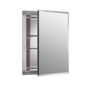 lot 49606 image: Kohler 16 W X 20 H Aluminum Single-Door Medicine Cabinet with Mirrored Door, Beveled Edges