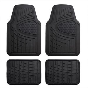 lot 49611 image: FH Group Universal Fit Heavy Duty Rubber All Weather Black Floor Mats (4 Piece Set)