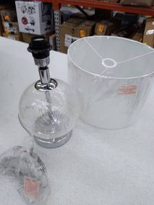 lot 49644 image: Silver and Glass 13in.without shade, Table Lamp,Bedside Desk Nightstand Lamp