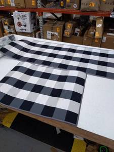 lot 49647 image: Carvapet Plaid Rug Set,2ft.x1.5ft. and 4ft.x1.5ft
