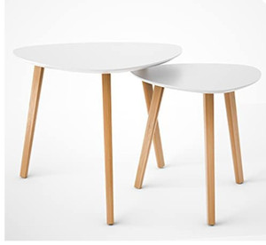 lot 49689 image: Bameos Bamboo Nesting Triangle End Table, Set of 2