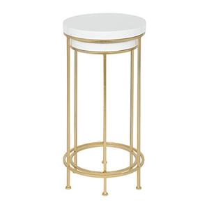 lot 49714 image: Kate and Laurel Espada Metal and Wood Nesting Tables 2 Piece Set, White Top with Gold Base