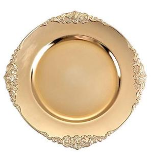 lot 49719 image: Tiger Chef Gold Charger Plates,Antique Plate Chargers for Dinner Plates,Set of 6, Antique Gold