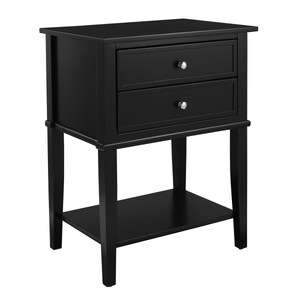 lot 49747 image: Desert Fields Eclectic Boho Accent Table with 2 Drawers, Black
