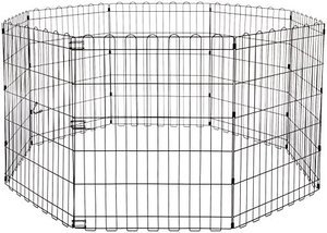 lot 49753 image: Amazon Basics Foldable Metal Pet Dog Exercise Fence Pen, 60 x 60 x 30 Inches, Black