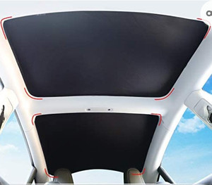 lot 49804 image: Basenor Sunshade Front & Rear Glass Roof Sun Shades with Skylight Reflective Covers, 2022 2021 Model 3