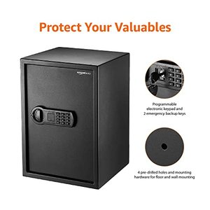lot 49805 image: Amazon Basics Steel Home Security Safe with Programmable Keypad - 1.8 Cubic Feet, 13.8 x 13 x 19.7 Inches, Black