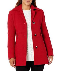 lot 49816 image: Petite Calvin Klein Side Button Tab Wool Blend Coat