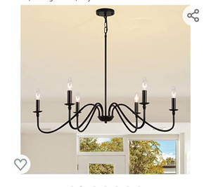 lot 49826 image: 34.6 Farmhouse Candle Style Chandelier Light Fixture