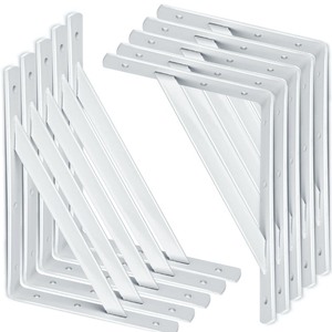 lot 24542 image: CONNOO - Heavy Duty Shelf Brackets 12 inch x 8 inch, 90 Degree Angle (10 Pack) -  Retail $44.29