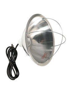 lot 24543 image: Woods - Brooder Lamp with Bulb Guard,10.5 Inch Reflector and 6 Foot Cord (250 Watt, 182 SJTW)  White - Retail $11.99