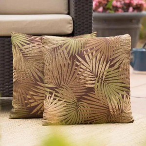 lot 24580 image: Coronado Tropical Brown Square Outdoor Throw Pillow (Set of 2) - Retail $39.99