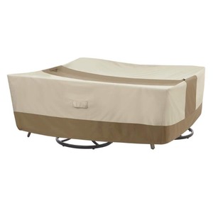 lot 24589 image: Hampton Bay - Table and Chair Outdoor Patio Cover, Beige - Retail $53.38