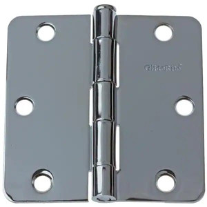 lot 24591 image: 3 12 inch Polished Chrome Steel Door Hinge 14 inch Corner Radius with Screws (12 Pack) -  Retail $19.99