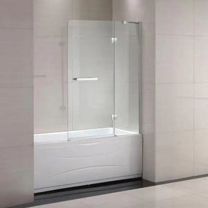 lot 24471 image: Schon Mia - (40 in. x 55 in.) Semi-Framed Hinge Tub and Shower Door in Chrome and Clear Glass - Retail $325.46
