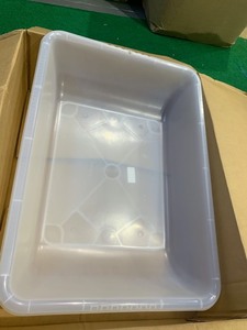lot 24602 image: 27in. L x 19in W x 6in D Clear  Food Grade Plastic Tub - Retail$ 15.89