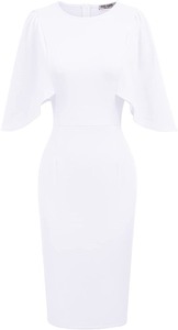 lot 24554 image: Grace Karin - Women 34 Ruffle Sleeve Slim Fit Pencil Dress - WHITE  Large - Retail $39.99