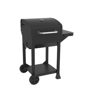 lot 24468 image: Nexgrill - Cart-Style Charcoal Grill in Black with Side Shelf - Retail $163.96
