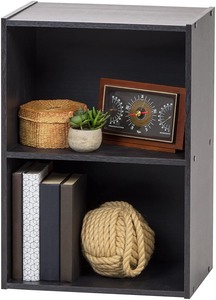 lot 24537 image: IRIS USA - 2-Tier Wood Book Shelf, Black - Retail $26.99