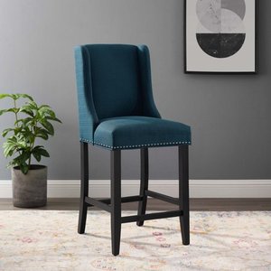 lot 25206 image: Baron Upholstered Fabric Counter Stool in Azure