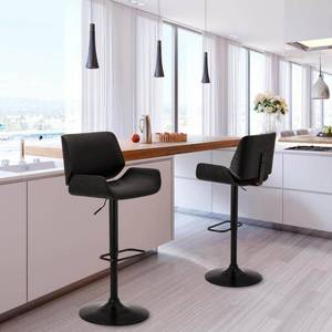 lot 25228 image: Glitzhome Mid-century Modern Height-adjustable Swivel Bar Stool- Retail$289.99
