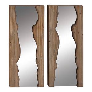 lot 25235 image: DecMode 13W, 32H Rectangle Mirror Set, Brown, Set of 2