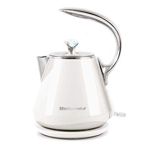 lot 25244 image: Elite Gourmet EKT-1203W Double Wall Insulated Cool Touch Electric Water Tea Kettle BPA Free Stainless Steel Interior and Auto Shut-Off, 1.2L, White Ivory