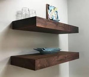 lot 25265 image: Set of 3 Floating Wall Shelves - Mahogany