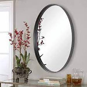 lot 25295 image: Black Netal Frame Mirror 24x36 In.