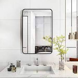 lot 25296 image: Whitebeach Mirrors Black Frame Rectangle Wall Mirror
