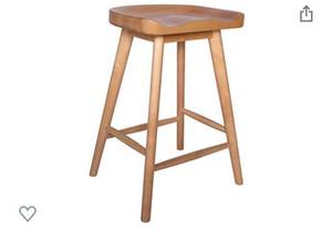 lot 7989 image: Rivet Counter-Height Kitchen Bar Stool, 24 H, Birch Wood, Natural Finish