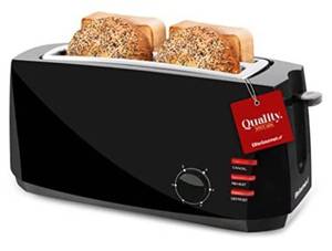 lot 7991 image: Elite Gourmet ECT-4829B Long Slot Toaster, 6 Toast Settings, Toaster Defrost, Reheat, Cancel Functions, Slide Out Crumb Tray, Extra Wide Slots for Bagel Waffles, 4 Slice, Black