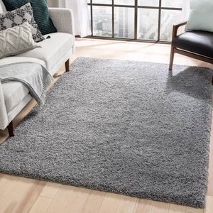 lot 8022 image: Well Woven Juni Halden Solid Pattern Light Grey Thick Nordic Shag 53 x 73 Area Rug