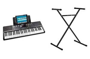 lot 8050 image: RockJam RJ5061-SK 61-Key Electronic Keyboard Piano SuperKit with Stand, Stool...