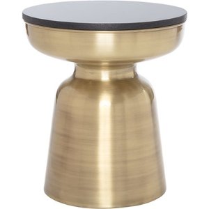 lot 8053 image: Finch - Adler Round Contemporary MarbleGranite Side Table - Black