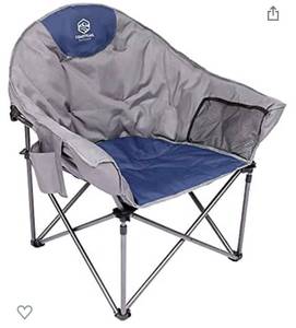 lot 8065 image: Coastrail Outdoor Oversized Padded Camping Chair Round Moon Saucer Folding Chair Outdoor Club Chair with Cup Holder, Supports 350lbs