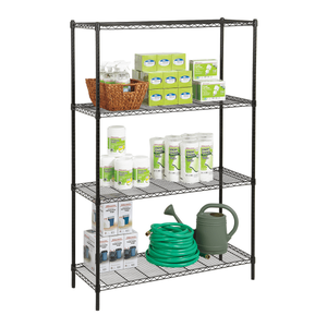 lot 1015 image: Realspace� Steel Wire Shelving, 4-Shelves, 72H x 48W x 18D, Black