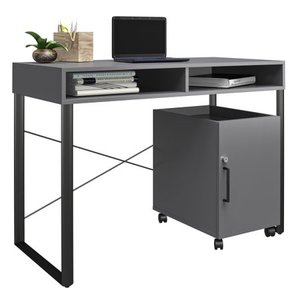 lot 1016 image: Brenton Studio� Bexler 42 W Desk With Mobile Cart GrayBlack