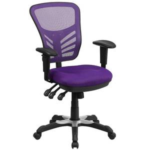 lot 1020 image: Office Chair - Mid-Back Mesh Multifunction Executive Swivel Ergonomic Office Chair with Adjustable Arms - Purple