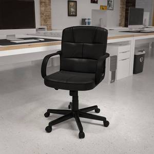 lot 1021 image: Office Chair, Mid-Back Black LeatherSoft Swivel Task Office Chair with Arms