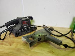 lot 1060 image: Power Tool Lot Sears Craftsman 3 x 21 in Belt Sander and A very old Drill