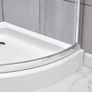 lot 24528 image: Glacier Bay - Glamour (34 in. x 34 in.)  Single Threshold Shower Base in White (Next two lots complete this shower)- Retail $257.04
