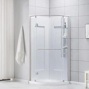 lot 24529 image: Glacier Bay - Glamour (33.66 in. x 76.40 in.)  2-Piece Direct-to-Stud Corner Shower Wall Set in White (Walls Only) - Retail $449.00