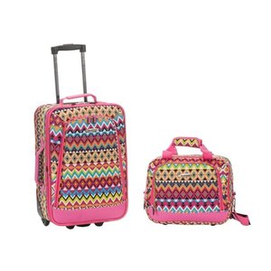 lot 24632 image: Rockland Tribal 2-Piece Lightweight Carry-On Luggage Set - Retail $61.86