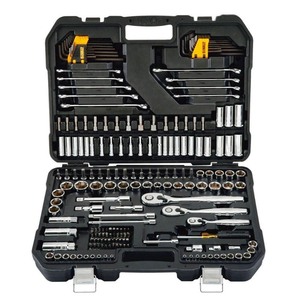 lot 24639 image: DeWalt  - 14 in. x 38 in. Drive Polished Chrome Mechanics Tool Set (200-Piece)- Retail $177.99