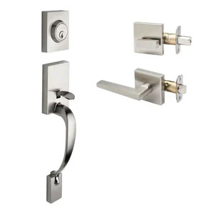 lot 24650 image: Copper Creek Fashion - Satin Stainless Door Handleset and Verona Handle Trim - Retail $62.99