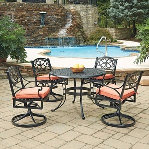 lot 24607 image: Sanibel - Black Swivel Rocking Cast Aluminum Outdoor Dining Chair (Single) -Retail $389.99